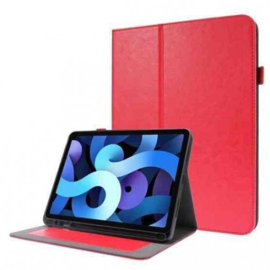 Folding Leather Book Case priekš Samsung Galaxy Tab A8 10.5 X200 / X205 - Sarkans - sāniski atverams maciņš ar magnētu un stendu