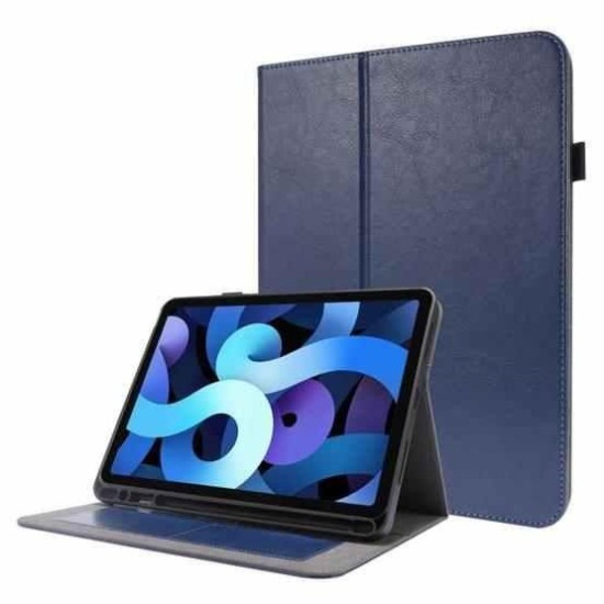 Folding Leather Book Case priekš Samsung Galaxy Tab A8 10.5 X200 / X205 - Tumši Zils - sāniski atverams maciņš ar magnētu un stendu