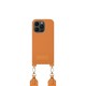 iDeal of Sweden Athena Necklace AS22 Back Case priekš Apple iPhone 14 Pro - Orange Sorbet - mākslīgās ādas aizmugures apvalks ar siksniņu un Airpods somiņu / bampers-vāciņš