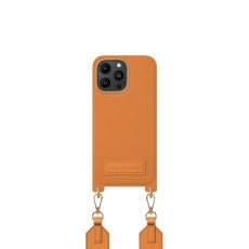 iDeal of Sweden Athena Necklace AS22 Back Case priekš Apple iPhone 14 Pro Max - Orange Sorbet - mākslīgās ādas aizmugures apvalks ar siksniņu un Airpods somiņu / bampers-vāciņš