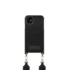 iDeal of Sweden Athena Necklace AS22 Back Case priekš Apple iPhone 11 - Black - mākslīgās ādas aizmugures apvalks ar siksniņu un Airpods somiņu / bampers-vāciņš
