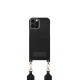 iDeal of Sweden Athena Necklace AS22 Back Case priekš Apple iPhone 12 / 12 Pro - Black - mākslīgās ādas aizmugures apvalks ar siksniņu un Airpods somiņu / bampers-vāciņš