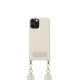 iDeal of Sweden Athena Necklace AS22 Back Case priekš Apple iPhone 12 / 12 Pro - Ecru - mākslīgās ādas aizmugures apvalks ar siksniņu un Airpods somiņu / bampers-vāciņš
