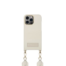 iDeal of Sweden Athena Necklace AS22 Back Case priekš Apple iPhone 13 Pro - Ecru - mākslīgās ādas aizmugures apvalks ar siksniņu un Airpods somiņu / bampers-vāciņš