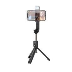 Hoco K15 Bluetooth remote control Selfie Stick with Tripod and Flash Light - Melns - Selfie monopod Teleskopisks Universāla stiprinājuma statīvs