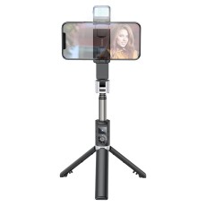 Hoco K16 Bluetooth remote control Selfie Stick with Tripod and Flash Light - Melns - Selfie monopod Teleskopisks Universāla stiprinājuma statīvs