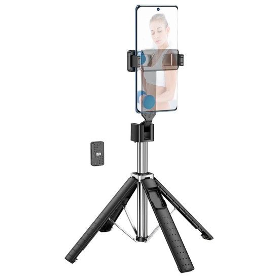 Hoco K18 Bluetooth remote control Selfie Stick with Tripod - Melns - Selfie monopod Teleskopisks Universāla stiprinājuma statīvs