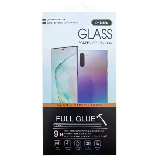 5D Cold Carving (without hole) Full Glue Tempered Glass screen protector priekš Samsung Galaxy S22 5G S901 - Melns - Ekrāna Aizsargstikls / Bruņota Stikla Aizsargplēve