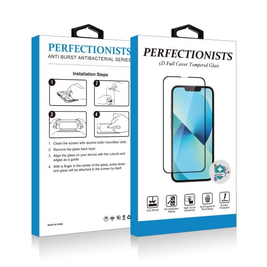 3D Perfectionists Full Glue Tempered Glass screen protector priekš Apple iPhone 13 / 13 Pro / 14 - Melns - Ekrāna Aizsargstikls / Bruņota Stikla Aizsargplēve