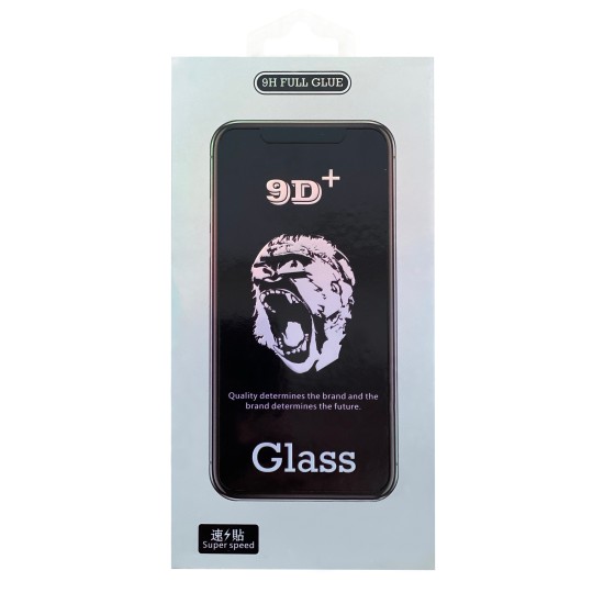 9D Full Glue 9H Tempered Glass screen protector priekš Apple iPhone 13 / 13 Pro / 14 - Melns - Ekrāna Aizsargstikls / Bruņota Stikla Aizsargplēve (Full screen size curved)