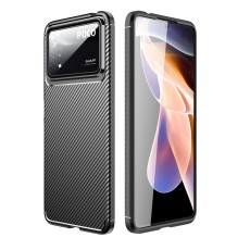 Beetle Series Carbon Fiber TPU Protection Phone Cover priekš Xiaomi Poco X4 Pro 5G - Melns - triecienizturīgs silikona aizmugures apvalks / bampers-vāciņš