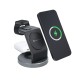 Forcell 3in1 Solid Mag Wireless Qi Charger 15W with MagSafe Phone / Watch / Earphones - Melns - induktīvs bezvadu USB-C lādētājs paliktnis Apple ierīcēm