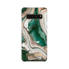 iDeal of Sweden Fashion AW18 Back Case priekš Samsung Galaxy S10 G973 - Golden Jade Marble - plastikāta aizmugures apvalks ar iebūvētu metālisku plāksni / bampers-vāciņš