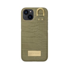 iDeal of Sweden Atelier SS22 Back Case priekš Apple iPhone 13 - Sage Croco - mākslīgās ādas aizmugures apvalks ar iebūvētu metālisku plāksni / bampers-vāciņš