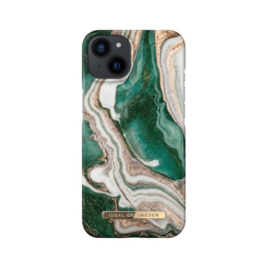 iDeal of Sweden Fashion AW18 Back Case для Apple iPhone 13 - Golden Jade Marble - пластиковый чехол-накладка с встроенной металической пластиной / бампер-крышка