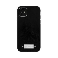 iDeal of Sweden Atelier PT21 Back Case priekš Apple iPhone 11 - Platinum Black - mākslīgās ādas aizmugures apvalks ar iebūvētu metālisku plāksni / bampers-vāciņš