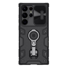 Nillkin CamShield Armor Pro Slide Camera Back Hard Case Cover priekš Samsung Galaxy S23 Ultra 5G S918 - Melns - triecienizturīgs aizmugures apvalks ar gredzenu / bampers ar kameras aizsargmehānismu