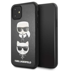 Karl Lagerfeld Karl & Choupette series KLHCN61KICKC priekš Apple iPhone 11 - Melns - mākslīgās ādas aizmugures apvalks / bampers-vāciņš