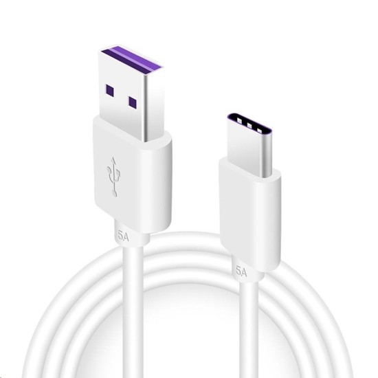 Huawei 1M USB to Type-C cable QC 5A (bez iepakojuma) - Balts - USB-C lādēšanas un datu kabelis / vads