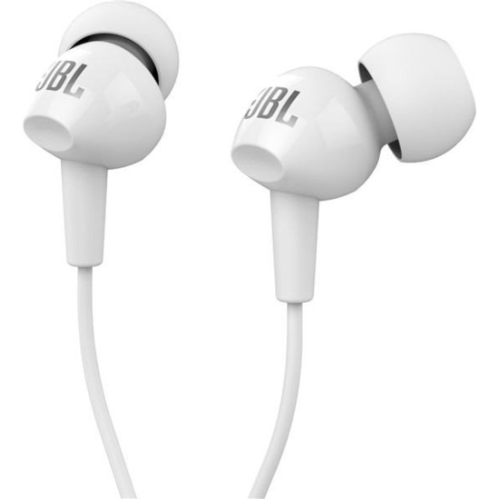 JBL C100SI In-Ear Stereo Earphones with Remote and Mic jack 3.5mm - Baltas - Universālas stereo austiņas ar mikrofonu un pulti