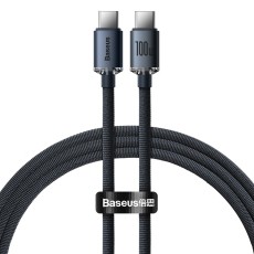 Baseus 1.2M Crystal Shine 5A / 100W PD/QC Type-C  to Type-C cable - Melns - Type-C lādēšanas un datu kabelis / vads