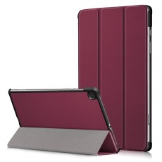 Tri-fold Stand PU Smart Auto Wake/Sleep Leather Case priekš Samsung Galaxy Tab S6 Lite P610 / P613 / P615 / P619 - Bordo - sāniski atverams maciņš ar stendu