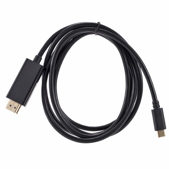 1.8M USB-C to HDMI (v2.0 / 4K) 18Gbps High Defination Cable Adapter - Melns - video adapteris vads / kabelis
