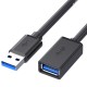3M Pagarinātāja kabelis USB to USB 3.0 extension cable - Melns - lādēšanas un datu kabeļa / vada pagarinātājs