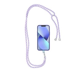 Swing Pendant on the Neck or Arm for the Phone / lenght 165cm - Violets / Balts - Regulējama kakla vai rokas lente