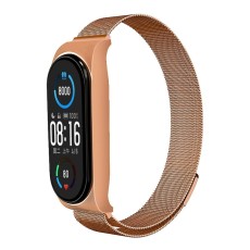 Metal Strap Replacement priekš Xiaomi Mi Smart Band 5 / 6 - Rozā Zelts - metāliska siksniņa viedpulksteņiem