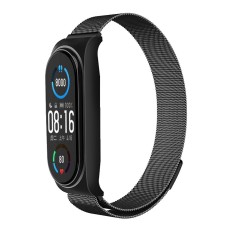 Metal Strap Replacement priekš Xiaomi Mi Smart Band 5 / 6 - Melns - metāliska siksniņa viedpulksteņiem