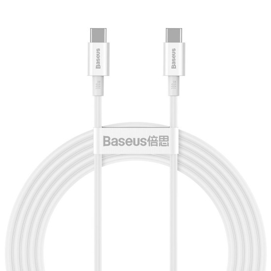 Baseus 2M Superior PD 100W Fast Charging Type-C to Type-C cable - Balts - USB-C lādēšanas un datu kabelis / vads