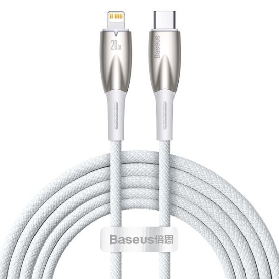 Baseus 1M Glimmer PD 20W Fast Charging Type-C to Lightning cable - Balts - Apple iPhone / iPad lādēšanas un datu kabelis / vads