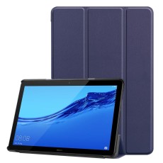 Tri-fold Stand PU Smart Auto Wake/Sleep Leather Case priekš Huawei MatePad T10 / T10s - Tumši Zils - sāniski atverams maciņš ar stendu