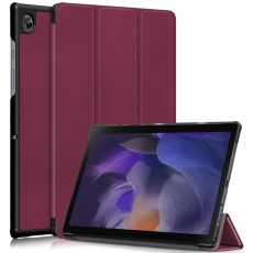 Tri-fold Stand PU Smart Auto Wake/Sleep Leather Case priekš Samsung Galaxy Tab A7 Lite T220 / T225 - Bordo - sāniski atverams maciņš ar stendu