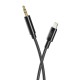 XO NB-R211A 3.5mm Male to Lightning Stereo Aux Audio cable (length: 1M) - Melns - audio vads kabelis