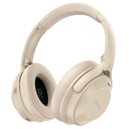 Hoco (W37) Noise Reduction ANC Technology Bluetooth 5.3 Wireless Headphones with Microphone Universālas Bezvadu Austiņas - Bēšas