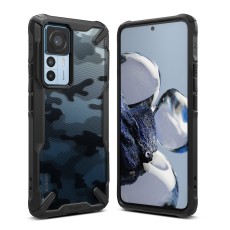 Ringke Fusion X Series Back Case priekš Xiaomi 12T 5G / 12T Pro 5G - Kamuflāža / Melns - triecienizturīgs silikona-plastikāta aizmugures apvalks / bampers-vāciņš