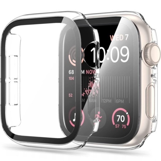 Tech-Protect Defense 360 Case with Tempered Glass priekš Apple Watch Series 4 / 5 / 6 / SE (40mm) - Caurspīdīgs - plastikāta apvalks viedpulksteņiem ar aizsargstiklu