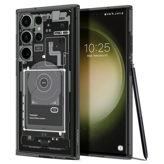 Spigen Ultra Hybrid Back Case priekš Samsung Galaxy S23 Ultra 5G S918 - Zero One - triecienizturīgs silikona-plastikāta aizmugures apvalks / bampers-vāciņš