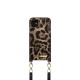 iDeal of Sweden Atelier Necklace AW21 Back Case priekš Apple iPhone 11 - Midnight Leopard - mākslīgās ādas aizmugures apvalks ar siksniņu / bampers-vāciņš