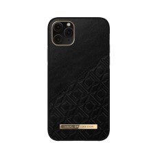 iDeal of Sweden Atelier AW21 Back Case priekš Apple iPhone 11 Pro - Embossed Black - mākslīgās ādas aizmugures apvalks ar iebūvētu metālisku plāksni / bampers-vāciņš