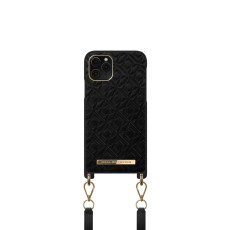 iDeal of Sweden Atelier Necklace AW21 Back Case priekš Apple iPhone 11 Pro - Embossed Black - mākslīgās ādas aizmugures apvalks ar siksniņu / bampers-vāciņš