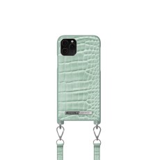 iDeal of Sweden Atelier Necklace SS21 Back Case priekš Apple iPhone 11 Pro - Mint Croco - mākslīgās ādas aizmugures apvalks ar siksniņu / bampers-vāciņš