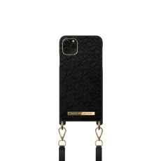 iDeal of Sweden Atelier Necklace AW21 Back Case priekš Apple iPhone 11 Pro Max - Embossed Black - mākslīgās ādas aizmugures apvalks ar siksniņu / bampers-vāciņš