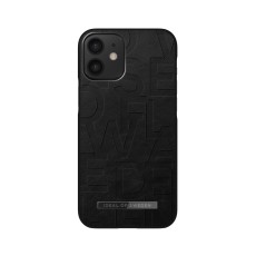 iDeal of Sweden Atelier AW21 Back Case priekš Apple iPhone 12 mini - Ideal Black - mākslīgās ādas aizmugures apvalks ar iebūvētu metālisku plāksni / bampers-vāciņš