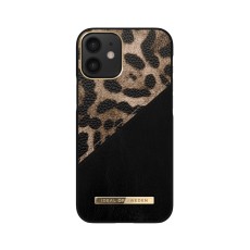 iDeal of Sweden Atelier AW21 Back Case priekš Apple iPhone 12 mini - Midnight Leopard - mākslīgās ādas aizmugures apvalks ar iebūvētu metālisku plāksni / bampers-vāciņš