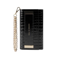 iDeal of Sweden Studio AW20 Clutch priekš Apple iPhone 12 mini - Neo Noir Croco - mākslīgās ādas grāmatveida maks rokassomas veidā ar siksniņu
