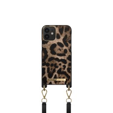 iDeal of Sweden Atelier Necklace AW21 Back Case priekš Apple iPhone 12 mini - Midnight Leopard - mākslīgās ādas aizmugures apvalks ar siksniņu / bampers-vāciņš