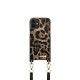 iDeal of Sweden Atelier Necklace AW21 Back Case priekš Apple iPhone 12 mini - Midnight Leopard - mākslīgās ādas aizmugures apvalks ar siksniņu / bampers-vāciņš